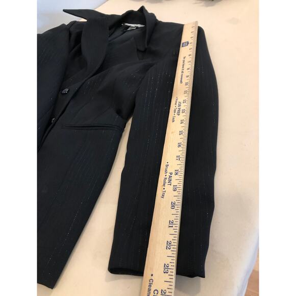 Mark Edwards Women Jacket Size 6 Lapel Notch Double Breasted Metallic Striped - Picture 9 of 9